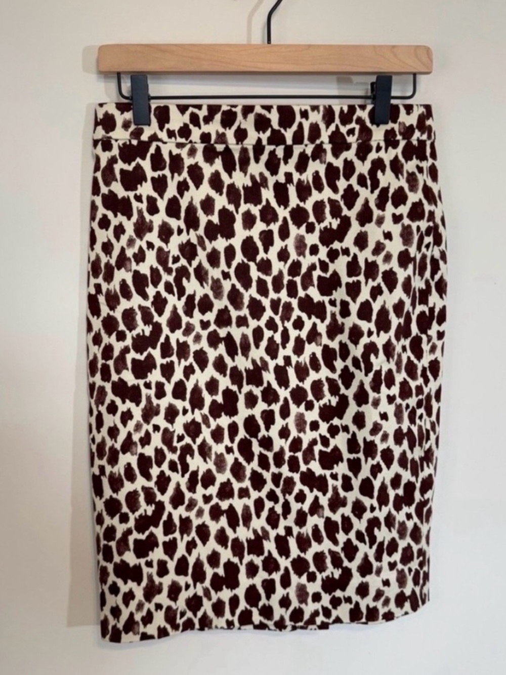 J.Crew Brown & Cream Giraffe Print Pencil Skirt Size 2